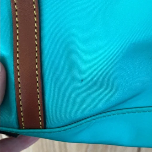 Dooney & Bourke Aqua and Brown Tote - Picture 4 of 8